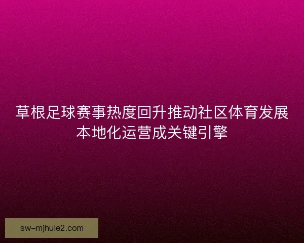 草根足球赛事热度回升推动社区体育发展本地化运营成关键引擎 草根足球赛事热度回升推动社区体育发展本地化运营成关键引擎